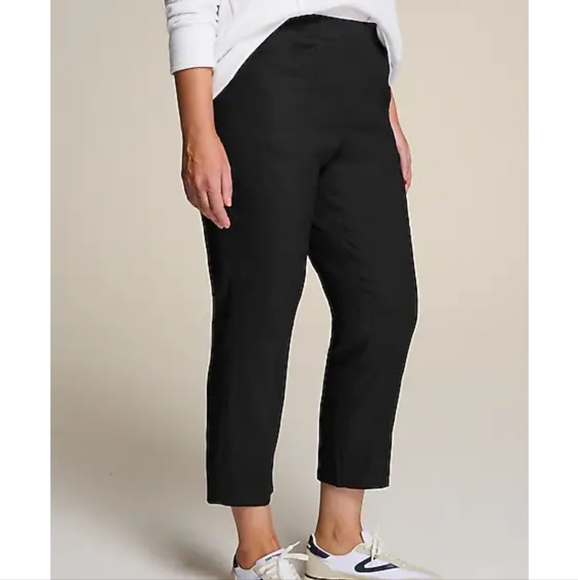 J. Jill Linen Stretch Pull On Pants Black Slim-leg Cropped Size Large New No Tag - Picture 1 of 15